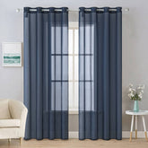 MIULEE Solid Color Sheer Curtains 45 Inches Long 2 Panels Set - Elegant Lightweight Grommet Light Filtering Window Voile Panels/Drapes/Treatment for Bedroom Living Room W54 x L45 Inch, Navy Blue - Miulee